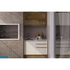 Cozinha Modulada Completa Versalis 2 Peças 1 Aéreo + 1 Balcão C2p168 Freijó Cinza Argila Herval