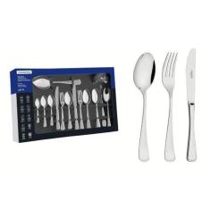 Faqueiro Tramontina Mônaco 101 Peças Aço Inox Com Detalhes No Cabo
