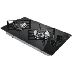 Cooktop 2 Bocas Fischer 2Q Gás Mesa Vidro Preto - Bivolt