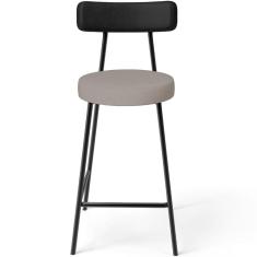 Banqueta Baixa Cozinha E Sala De Jantar Bancada Milão L02 Couríssimo Preto Linho Bege