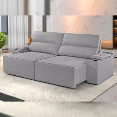 Sofá Retrátil E Reclinável 4 Lugares 250cm M180 Linho-cinza Claro