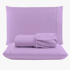 Jogo De Lençol Peletizado 400 Fios Queen 3 Peças - Casa - Hotel - Pousada - Lilás