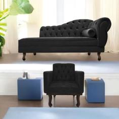 Kit Diva Recamier Diana 185cm Lado Esquerdo e 01 Poltrona Classic Sued