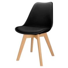 Cadeira Charles Eames Leda Design Wood Estofada Base Madeira - Best Ch