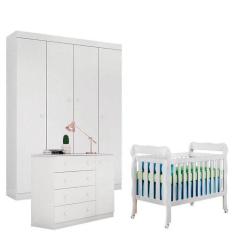 Quarto De Bebê Helena Com Berço Lila Branco Brilho  Phoenix - PHOENIX 