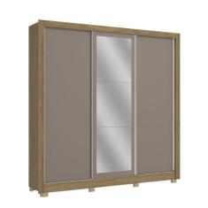 Guarda Roupa Roupeiro Casal com 3 Portas de Correr e Espelho CB07M570 