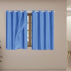 Cortina Blackout PVC com Tecido Voil 2,00 m x 1,40 m - RT MAGAZINE, Az