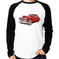 Camiseta Raglan Retro Classic Red Car Manga Longa - Foca na Moda, Bran