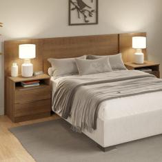 Cabeceira Extensível Madesa com 2 Mesas Laterais, Rustic