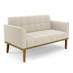 Sofá Namoradeira Base Madeira Fixa Castanho Elisa Bouclê Bege D03 - D'Rossi