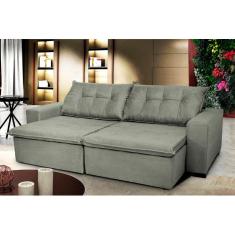 Sofá Austrália 2,72 Mts Retrátil, Reclinável Com Molas e Pillow no Assento Tecido Suede  - Cama InBox