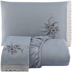 Jogo De Cama Casal Queen 3 Peças Cinza