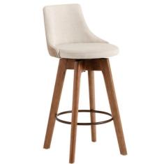 Banqueta Copa Gourmet Design Tecido Linho Bege