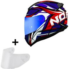 Capacete Masculino Norisk Razor Sharp Azul Moto Viseira Azul