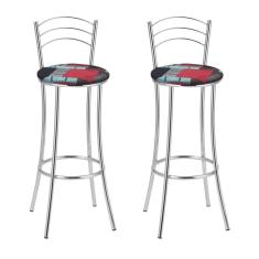 Kit 2 Banquetas Cromadas Bc26-a E522 Cromado/Estampado