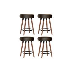 Kit 4 Bancos Moderno Pé Palito Roma Slim Marrom Escuro 50cm