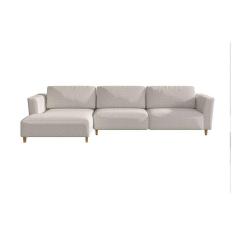 sofá 5 lugares munique com chaise esquerdo poliéster creme