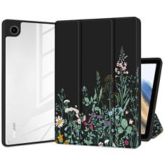 Batianda Capa híbrida para Samsung Galaxy Tab A8 10,5 polegadas modelo 2022 (SM-X200/X205/X207) capa à prova de choque com parte traseira transparente transparente TPU amortecedor automático