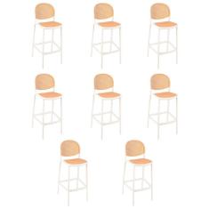 Kit 8 Banquetas Alta Mumbai Telinha com encosto 115 cm