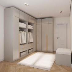 Guarda-roupa Modulado de Canto 10 Peças 14 Portas Jade Cabecasa Madeiramadeira Cinza Urbano