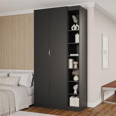 Guarda-roupa Modulado 2 Portas 3 Peças Hera Cabecasa Madeiramadeira Preto/Cinza