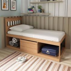 Cama Solteiro 1 Porta Cm8037 Amêndoa/Branco - Tecno Mobili