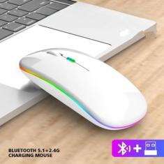 Mouse sem fio bluetooth portátil, carregamento luminoso, 2.4g, usb, ta