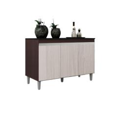 Balcão Gabinete Manu 120cm 3 Portas S/Tampo - Ajl Móveis, Marrom