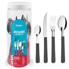 Jogo Faqueiro 24 Peças Luna Talheres Aço Inox Faca Garfo Colher + Pote