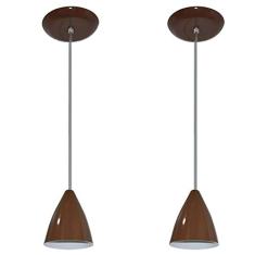Kit Com 02 Lustres Pendentes De Aluminio - 17cm x 13cm (Marrom)