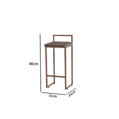 Banqueta Lavinia Bronze Suede Mascavo - Metal Móveis