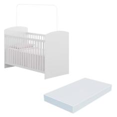 Berço Olaf com colchão incluso certificado Imnetro Multimóveis Branco Neve