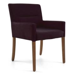 Poltrona Decorativa Base Madeira Angel B-292 Veludo Uva