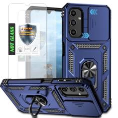 AYMECL Capa para celular A14 5G, Galaxy A14, capa para Samsung A14 5G com 2 peças de filme à prova de explosão, capa protetora de câmera deslizante com suporte de anel magnético para Samsung Galaxy