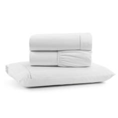 Jogo De Lençol Solteiro Mirante 100% Algodão 3 Peças Branco