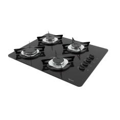 Cooktop Terim à Gás Trm 4b Vidro Preto Flange Inox Preto Bivolt