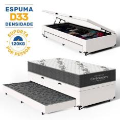Cama Box Baú com Colchão de Espuma D33 Ortopédico Ortobom Airtech 100 