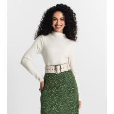 Blusa Feminina Manga Longa Ribana Canelada Rovitex Bege, P, Bege