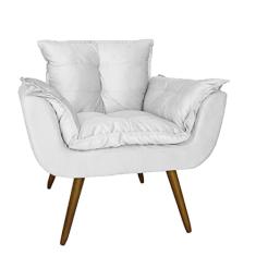 Poltrona Decorativa Para Sala E Recepção Opala Suede Branco - DL DECOR