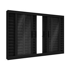 Janela de Alumínio Veneziana 100 x 120 x 11 cm Preto 6 Folhas sem Grade Lucasa
