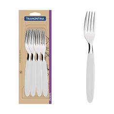 Conjunto De Garfos De Mesa Tramontina Ipanema Com Lâminas Em Aço Inox E Cabos De Polipropileno Branco 12 Peças