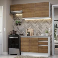 Armário De Cozinha 180Cm Glamy 09 Branco/Rustic