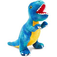 Brinquedo de pelúcia temático T-Rex azul para crianças, animal de pelúcia de dinossauro (10 polegadas)