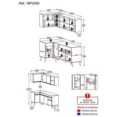 Cozinha Compacta De Canto Veneza Gw Mp2058 Com Armário E Balcão Branca