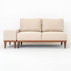 Sofá 2 Lugares e 1 Puff em Linho Boreal com Mola Ensacada CabeCasa MadeiraMadeira Bege