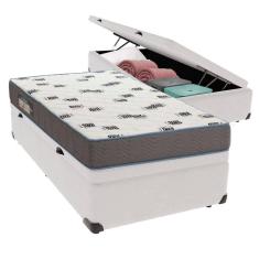 Cama Box Solteiro Com Bau Ortobom D33 Light Branco