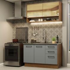 Cozinha Compacta 120002 Com Armário E Balcão Rustic/Cinza