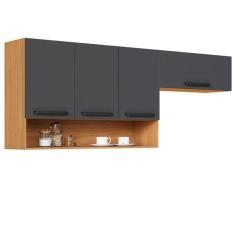 Armário Aéreo de Cozinha Grafite 3 Portas com Nicho Veneza