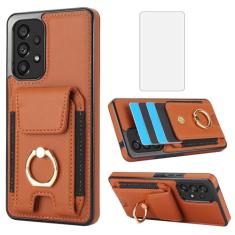 Asuwish Capa de telefone para Samsung Galaxy A53 5G com protetor de tela de vidro temperado capa carteira e suporte de anel fino suporte de cartão acessórios de celular de couro A 53 G5 53A SM A536U