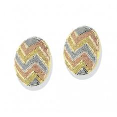 Brinco de ouro 18 k Tricolor Oval. - Elegancy Joias